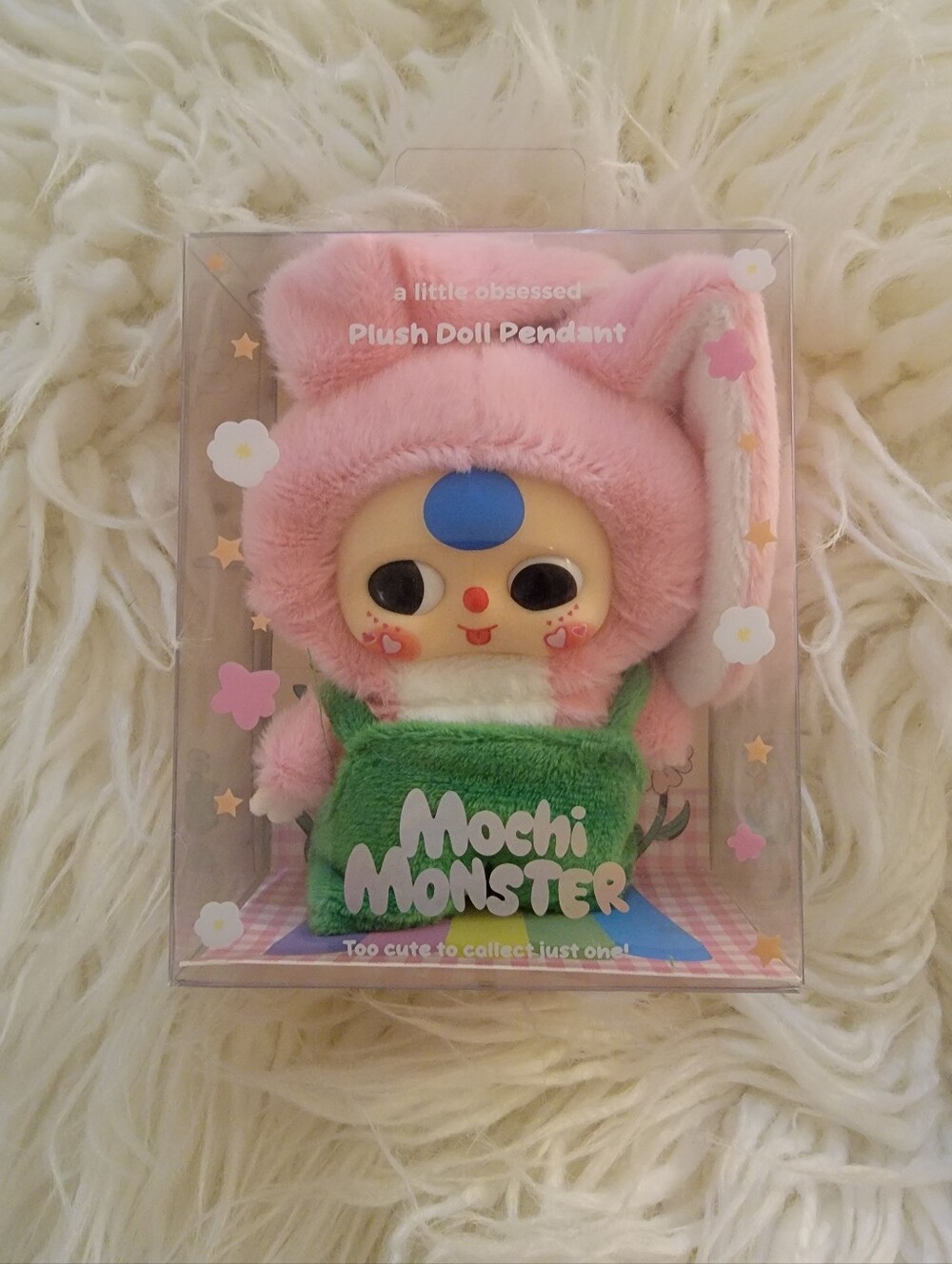 🆕️🐰Mochi Monster "A Little Obsessed" Plush Monster Charm - Pink Rabbit, 5"